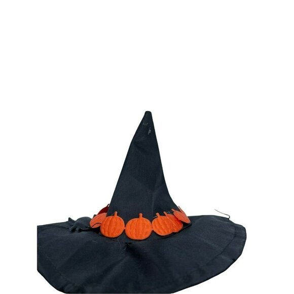 Porcelain Halloween Witch Boo Doll W/Broom Jackolantern Pumpkin Black Spider Hat - Picture 3 of 7